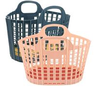 DECOMELODY Panier de Rangement Pliable 2 Pièces 33X23X17 CM Plastique Léger Panier à Collations Simples pour Fruits et Légumes Usage la Cuisine et Extérieur