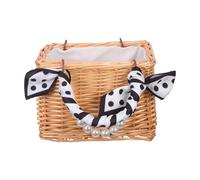 DECOMELODY Panier Fleuri Rotin Tissé Main avec Poignée Fausse Perle Panier Floral Artisanal pour Demoiselle Honneur Décoration Mariage Jardin et Pique- Extérieur