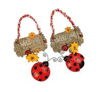 DECOMELODY Panneaux De Porte en Résine Coccinelle 7 Points, Lot De 2 Pièces, Pendentifs Suspendus Bicolores, Décoration D'entrée, Accueil Familial Et Intérieur Chaleureux