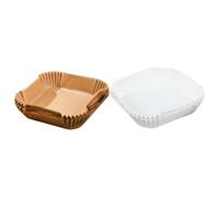 DECOMELODY Papier Sulfurisé Antiadhésif pour Friteuse à Air 200 Feuilles Carré Revêtement Cuisson Résistant à la Chaleur Accessoires de Cuisson pour Pâtisserie et Friture Maison