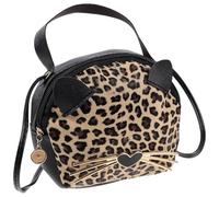 DECOMELODY Paquet à Main Leopard Femme en Pu Marron, Petit Paquet Rond Créatif Oreilles de Chat, Grosse Capacité Portable pour Balade Entre Amies