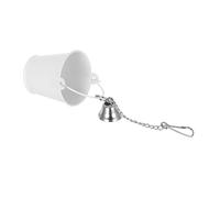 DECOMELODY Parrot Cage Food Bowl with Bell Compact Metal Feeder Cup for Small Parrots Hanging Small Bird Feeder Container for Interactive Feeding and Mess Reduction