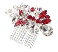 DECOMELODY Peigne à Cheveux de Mariée Rouge en Cristal Scintillant, Accessoire pour Chignon Élégant, Épingles Latérales pour Coiffure de Mariage, Bijoux de Cheveux pour Événements Spéciaux