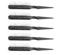 DECOMELODY Peigne à Queue de Rat Noir 5 Pièces - Brosse Démêlante et Peigne de Coiffage Professionnel pour Perruques Extensions et Cheveux Humains - Outil Polyvalent pour Séparation Précise