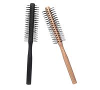 DECOMELODY Peigne à Rouleau en Bois 2pcs pour Brushing Brosse Ronde Douce en Nylon, Design Compact pour Coiffer et Boucler les Cheveux à Domicile