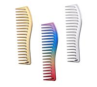 DECOMELODY Peigne de Barbier Professionnel 3 Pièces Taille Standard Dents Larges pour Homme Coiffure Salon Usage Quotidien Assortiment Multicolore (chrome Doré, Argenté, Arc-en-ciel