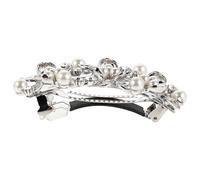 DECOMELODY Pince à Cheveux Vintage Fleurie en Alliage Blanc Strass et Perles Grosse Barrette Décorative pour Mariage Soirée et Coiffure Demi-Queue Accessoire Cheveux Élégant et Rétro