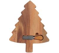 DECOMELODY Planche à Découper Sapin de Noël Créative avec Couteau et Fourchette Plateau Multifonction pour Restaurant et Dessert Planche à Charcuterie et Déjeuner Support Naturel pour Fruits