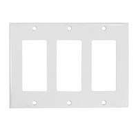 DECOMELODY Plaque Murale Américaine en Polycarbonate Blanc 3 Modules pour Interrupteurs à Bascule, Plaque D'interrupteur Triple Standard Compatible Variateurs, Prise Courant Murale