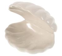 DECOMELODY Plateau à Bijoux en Céramique Forme Coquillage Blanc Petit Plat Décoratif de Salle de Bain Porte-Bagues Décoratif pour Chambre Rangement Bijou Garçon et Filles Vide-Poches