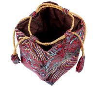 DECOMELODY Pochette De Rangement Brodée à Cordon 9x9x12 Cm Tissu Coton Rouge Vif Sachet De Tasse à Thé Paquet à Bonbons Emballage Présent Organisation Maison