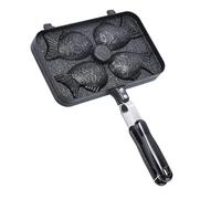 DECOMELODY Poêle à Gâteau Forme de Poisson Antiadhésive Moule à Pancakes et Gaufres avec Compartiments Manche Long Ergonomique pour Cuisson Maison Facile et Nettoyage Rapide
