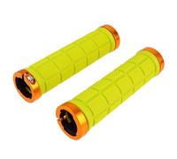 DECOMELODY Poignées de Guidon Vélo Double-Embout Verrouillables Antidérapantes Caoutchouc pour VTT et Vélo de Route Sécurité Renforcée et Confort Jaune