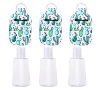 DECOMELODY Porte-clés Flacons Rechargeables 6 Pièces 30 Ml Néoprène Portable pour Lotions Savonnette Mains Cactus Design Voyage