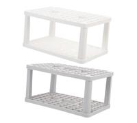 DECOMELODY Porte-pinceaux De Maquillage Carré 2 Pièces, Organisateur De Stylos Et Crayons De Peinture, 72 Emplacements, Blanc Et Gris, Support De Rangement Bureau Polyvalent