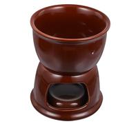 DECOMELODY Pot à Fondue Céramique Marron pour Beurre et Fromage Chauffe Mélange Pratique pour Chocolat Tapas et Bouillons Ustensile pour Cuisson à