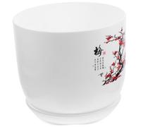 DECOMELODY Pot de Fleurs Résine avec Trou de Drainage et Coupelle Grand Cache Pot pour et Plantes Dextérieur Jardinière Décorative pour Balcon Jardin et Intérieur