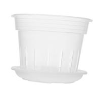 DECOMELODY Pot Transparent avec Ventilation Pot Plastique Rigide Arrondi avec Plateau pour Culture et Décoration de Plantes Vertes Jardinage Intérieur et Extérieur