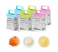 DECOMELODY Râpe à Fromage Mini Inox 6 Pièces 4 Faces Multifonction pour Légumes Fruits Bleu Vert Clair Rose Trancheur la Cuisine Maison