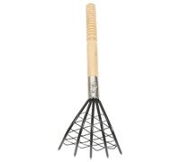 DECOMELODY Râteau à Palourdes de Plage Manche Bois, Filet Noir et Grattoir, Outil Compact pour Creuser et Ramasser Fruits de Mer