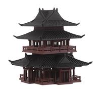 DECOMELODY Sculpture de Pavillon Chinois Miniature 10x10x10 Cm en Résine pour Décoration de Jardin Zen, Aquarium et Bonsaï, Ornement Asiatique de Micro-Paysage Modèle de Temple Traditionnel