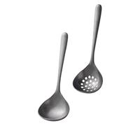 DECOMELODY Set de Cuillères à Soupe et Écumoire Acier Inoxydable Épaissi pour Hotpot Ustensiles de Cuisine avec Cuillère à Fentes pour Servir Soupe et Égoutter Compatible Lave