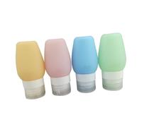 DECOMELODY Set de Flacons de Voyage Silicone Bouteilles Rechargeables Étanches pour Shampooing Après Shampoing Lotion Accessoires Portables pour Cosmétiques Voyage Bleu Pêche Vert Abricot