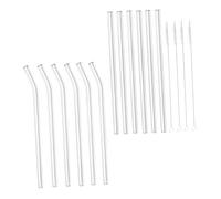 DECOMELODY Set de Pailles Verre Transparentes Réutilisables Droites Courbées avec Brosses de Nettoyage Sûres et Durables pour Boissons Bubble Tea Jus et Lait