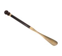 DECOMELODY Shoe Spoon Long Handle Ebony Wood Grip Brass Tip Shoe Horn For Seniors Men Women Travel Pregnancy Mobility Aid