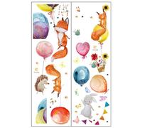 DECOMELODY Sticker Mural Amovible Dessin Animé Renard Ballon Lot de 2 set de Pièces 30X90 CM en PVC Sûr Décoration Chambre Garçon et Filles Chambre Bébé et Salle de Jeux Sticker Mural