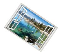 DECOMELODY Stickers Muraux 3D Effet Fenêtre Paysage Autocollant Mural Décoratif 57X90 CM Papier Peint Paysage pour Chambre et Salon Décoration Murale Réaliste et Amovible