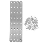 DECOMELODY Support Plat en Acier Inoxydable 245 MM 8 Trous Lot de 4 Pièces Vis Entretoise Droite Perforée pour Fixation et Réparation Bois Support Solide pour Clôture et Meubles