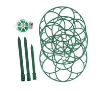 DECOMELODY Support pour Plantes D'extérieur Multifonction Kit 3 Tuteurs 25 Cm en Métal Vert Anneaux De Maintien Et Liens pour Tournesols, Plantes Grimpantes Et Fleurs De Jardin