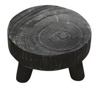 DECOMELODY Support Rond en Bois Massif sur Pied Tripode Petit Plateau Décoratif Vintage Style Wabi-Sabi Présentoir pour Pots de Fleurs et Desserts Accessoire Photo pour Décoration