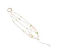 DECOMELODY Suspendre pour Pot De Fleurs en Macramé Et Perles De Bois De Style Scandinave, Décor Mural Intérieur Et Extérieur, Couleur Vert Fruit, Support Suspendu pour Plantes sans Pot
