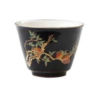 DECOMELODY Tasse à Thé Résistante Micro-ondes Four de 70ml Noire en Céramique Style Chinois Imprimé, Maison Bureau