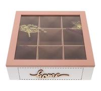 DECOMELODY Tea Bag Storage Box Organizer With Lid Nordic Retro Wooden Tea Chest Station Organizer For Kitchen Countertop And Office