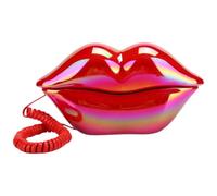 DECOMELODY Téléphone Filaire à Lèvres Rouges, Ornement Décoratif Vintage de Bouche, Téléphone à Cadran Rétro pour Décoration Intérieure Créative, Accessoire Original pour Maison et Bureau,