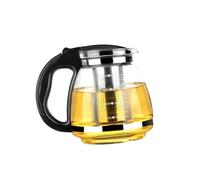 DECOMELODY Théière Verre avec Filtre Inox Résistant Chaleur Poignée Ergonomique Antidérapante Tisanière pour Thé Maison Bureau Extérieur Infusion Thé et Café