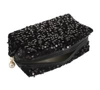 DECOMELODY Trousse de Maquillage Paillettes 19X10Cm Noire Carrée pour Sport et Transport Facile en Tissu Oxford