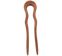 DECOMELODY U-shaped Wood Hair Stick Carved Chinese Vintage Hairpin For Bun Styling Hand-polished Wooden Fork For Asian Women Minimalist Retro Hair Accessory