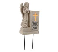 DECOMELODY Vase Funéraire avec pour Fleurs Fraîches et Artificielles Décoration de Tombe avec Statue Dange et Ornement Résine pour Tombale et Cimetière