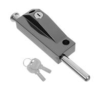 DECOMELODY Verrou à Ressort Métallique Noir pour Porte Battante et Coulissante, Pêne Rotatif de 18,8 X 4,1 X 4,1 Cm avec 2 Clés, Loquet Verrouillable de Sécurité pour Usage Domestique