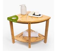 DECOMIL Banc de douche en bambou de qualité supérieure avec étagère de rangement (forme d'angle)