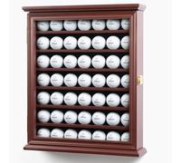 DECOMIL - Vitrine murale en bois massif pour balles de golf - Protection UV - Verrouillable (Cerise, 49 balles de golf)