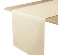 Decomira Chemin de Table Anti Tache Effet Lin - Facile à Laver et Repasser - comme Nappe de Jardin en Plein air pour Table à Manger - Beige Naturel - 30x100 cm