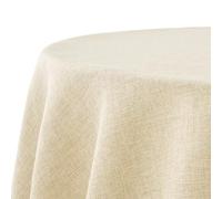 Decomira Nappe de Table Anti Tache Effet Lin - Facile à Laver et Repasser - comme Nappe rectangulaire de Jardin en Plein air pour Table à Manger - Beige Naturel - 200 cm Ronde