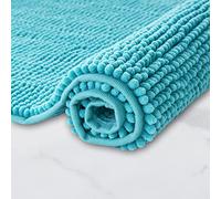 Decomira Tapis de Bain Antidérapant en Chenille | Super Absorbant et Lavable en Machine | pour la Salle de Bain, Douche, Baignoire ou comme Tapis WC | Turquoise - 45x45 cm