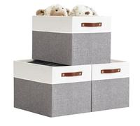 DECOMOMO Kallax - Lot de 3 paniers de rangement pour étagères - Paniers de rangement pour étagères - Paniers de rangement pour étagères - Paniers pour rangement de jouets - Cubby (gris et blanc)