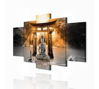 decomonkey Impression sur Toile Bouddha 150x75 5 Pièces Cadre en Bois | Tableau decoration murale, Déco Salon, Peinture sur Toile, Bouddha bouddhisme arbres nature orienter eau cascade zen